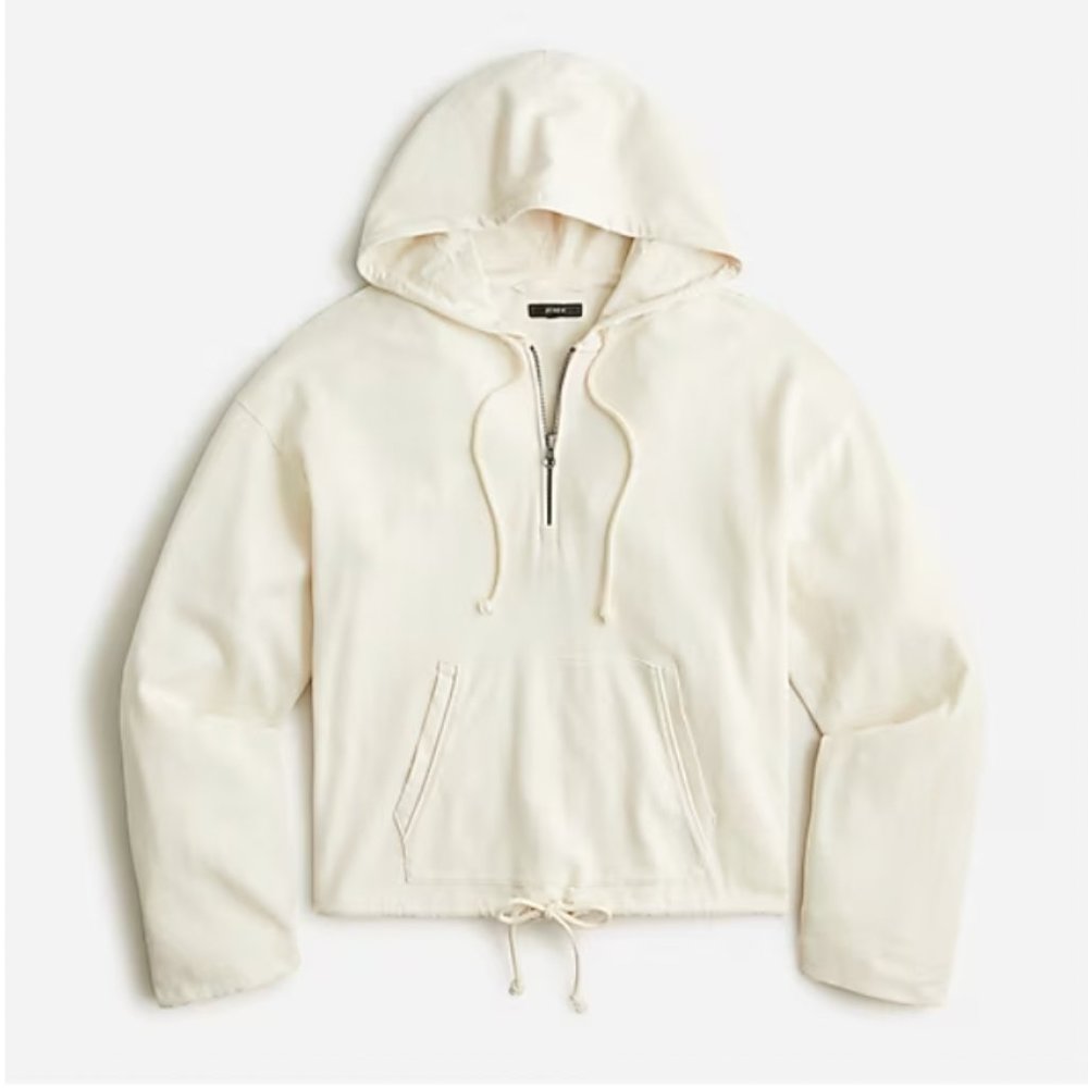 J.CREW MAGIC RINSE™ CROPPED DRAWSTRING HOODIE NWT